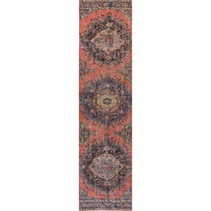 Alfombra de Lana Anudada a Mano Roja y Naranja Vintage, Alfombra Grande de Jaipur US Pae-2584 con Patrón de Medallón para Sala de Estar, Nueva para Uso Doméstico - Product Image 1