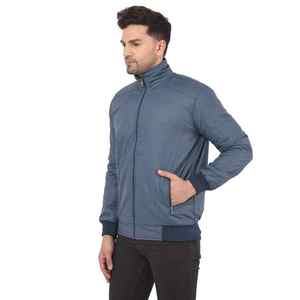 Blouson aviateur d'extérieur décontracté grande taille pour hommes, tricot de coton et de polyester avec logo personnalisé, printemps/automne, imperméable, boutons recouverts - Product Image 1