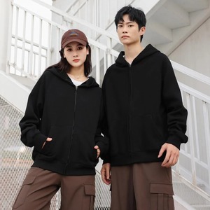 เสื้อฮู้ดซิปผู้ชาย 600GSM ผ้าฝ้าย 100% หนานุ่ม กำมะหยี่ ทรงโอเวอร์ไซส์ สวมใส่สบาย แขนทรงปีกค้างคาว เสื้อสเวตเตอร์ขนแกะ - Product Image 6