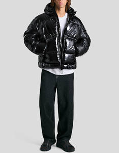 Latest Custom Design Logo Shiny Hooded <b>Men</b> Puffer <b>Jacket</b> 100% Polyamide <b>Lightweight</b> WindBreaker Winter Outdoor Bubble <b>Jacket</b> - Product Image 3