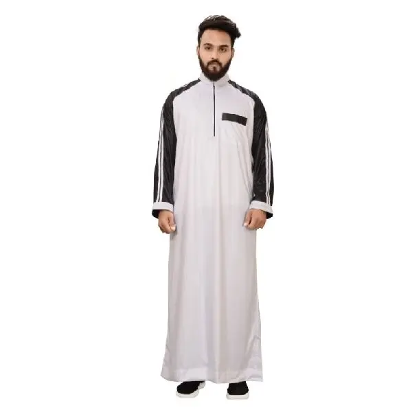 Jubbah Thobes para homens, vestido longo personalizado de cor preta e branca, roupa muçulmana lisa, personalizado para OEM ODM, venda quente