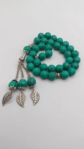 Tasbih de luxe fait main, 108 perles, pierre turquoise, chapelet de prière islamique, bijoux musulmans, exportation Inde - Product Image 6