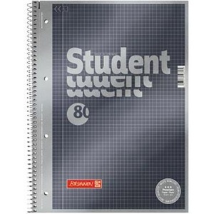 Brunnen Student Premium College Block A4 Squared with Margin 90 G/M Anthracite Metallic 80 Sheets - Product Image 1