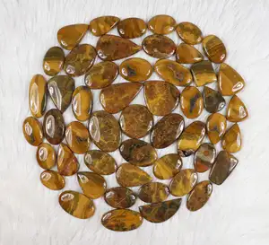 Top Gorgeous Bulk Ocean Jasper Gemstone Venta al por mayor Cabujones Yellow Ocean Jasper Cristales Joyería para hacer suministros colgantes