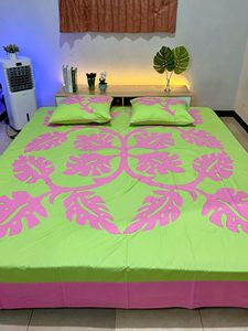 Hawaiian Printed 100% Cotton bedsheet <b>Quilt</b> Hand Stitched washable Blanket <b>Throw</b> Wholesale Vintage for Room Decor - Product Image 2