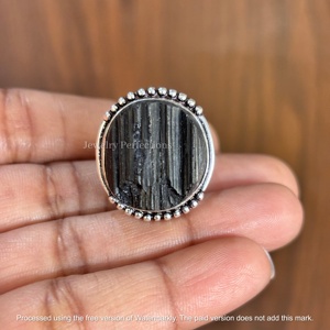 แหวนเงินแท้ประดับพลอยทัวร์มาลีนสีดำทรงกลมแบบดรูซี่ ขายส่งราคาถูก แหวนเงินประดับพลอย คริสตัลบำบัด - Product Image 4