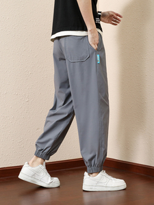 Pantalones de chándal deportivos de verano para hombre, 8XL talla grande, pantalones planos de nailon Spandex elásticos de seda helada, pantalones para correr, pantalones deportivos holgados - Product Image 5