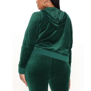 Custom Logo High Quality <b>Women</b> Sweat Suit Zip up Hoodie and Jogger Set Top Plain <b>Fleece</b> Heavyweight Cropped Tracksuit Made in BD - Product Image 3