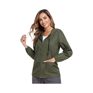 Chaqueta transpirable para mujer Cortavientos genuino Chaqueta impermeable ligera Frente para todas las estaciones. - Product Image 1