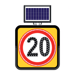 Panneau de signalisation solaire 60 x 60 cm Vitesse maximale 20 pour usage extérieur - Product Image 1