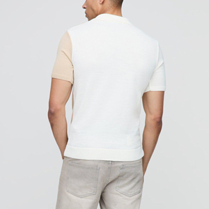 Cremallera de hombre hecha a medida para Polo 100% algodón piqué tela Slim Fit manga corta Color bloque bordado Logo tejido - Product Image 5