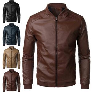 Chaqueta de Cuero para Hombre Más Vendida, Chaqueta Cortavientos Elegante de Estilo Casual-Formal, Chaqueta de Invierno con Cierre de Cuello Alto, Estilo Urbano - Product Image 3