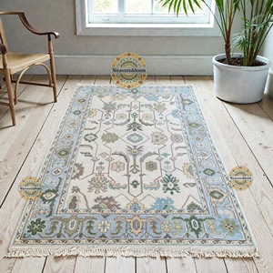 Hand Knotted Wool Oushak Rug, Muted Pastel Area Rug - Product Image 5