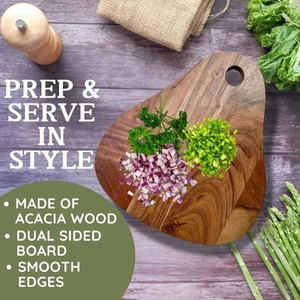 Tabla de cortar de madera de acacia de doble cara, plato multiusos para cortar y servir cocina con cuchillo para queso con puntas - Product Image 6