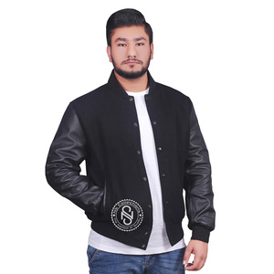 Men's Best Quality Adjustable Letterman Varsity <b>Canvas</b> <b>Jacket</b> Unique Design Stand Collar Winter Pattern Front Logo Finished - Product Image 5