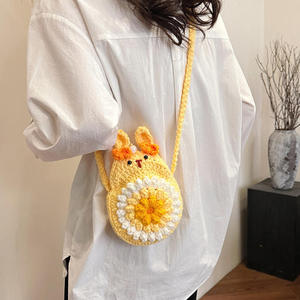 Sac à bandoulière en coton tissé au crochet, motif lapin et papillon, nouveau, mignon, pour téléphone portable, taille moyenne, tendance - Product Image 2
