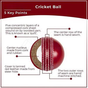 Pelota de Cricket de Alto Rendimiento, Costuras Resistentes, Superficie de Cuero, Ideal para Entrenamientos - Product Image 2