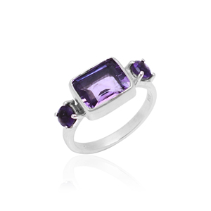 Anillo de mujer de amatista azul S925 plata esterlina rectángulo piedra preciosa Natural hecho a mano boda/fiesta moda anillo de dedo Iroc ventas - Product Image 1