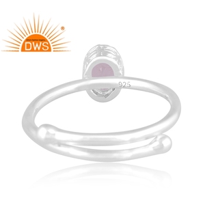 Best Selling Fine Sterling Silver Natural <b>Rose</b> <b>Quartz</b> Gemstone Stackable <b>Ring</b> Custom Jewelry Manufacturer - Product Image 4