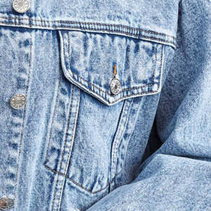 Veste décontractée style rétro tissée en denim couleur bleue poches avant veste en jean manteau de lavage - Product Image 5