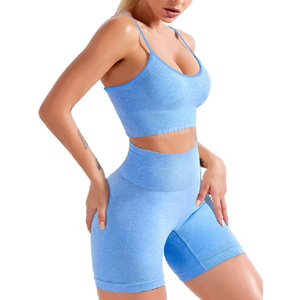 Haute qualité été femmes Yoga soutien-gorge taille haute Shorts ensemble qualité noir Yoga pantalon soutien-gorge ensemble-vente en gros Flexible sport soutien-gorge Shorts - Product Image 6