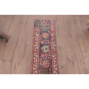 Vintage <b>Runner</b> Rug 1.3x10.5 ft (39x320 cm), <b>Red</b> Patchwork Turkish Rug - Product Image 4