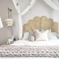 Cabecero de ratán Vintage hecho a mano, mueble de dormitorio principal de mimbre