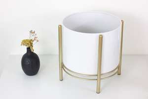 Grand pot de fleurs en métal doré pour plantes d'intérieur et de jardin, vente en gros - Product Image 4