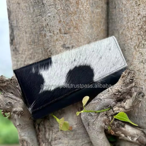 กระเป๋าสตางค์หนังวัวแบบพับสามทบขนาดใหญ่มีซิปกระเป๋าเงินสำหรับเดินทางกระเป๋าเงินผู้หญิงหนังแท้แบบตะวันตกมีซิป - Product Image 2