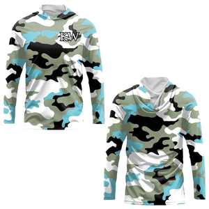 Vêtements de pêche pour hommes à séchage rapide en gros, sweat à capuche performant à manches longues UPF 50+, respirant, antibactérien, grande taille, chemise de pêche - Product Image 3