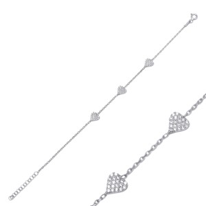 Heart Bracelet Shiny Zircon Stone <b>Charm</b> Woman Jewellery Turkish Handmade Wholesale 925 Sterling Silver Jewelry - Product Image 5