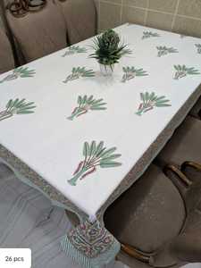 Nappe élégante en coton 100% à imprimé floral, fabriquée à la main et imprimée à la main, design artisanal traditionnel, couverture de table rectangulaire - Product Image 4