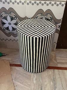 Taburete de Muebles de Lujo con Incrustaciones de Hueso |   Pieza Decorativa de Diseño Artesanal - Product Image 5