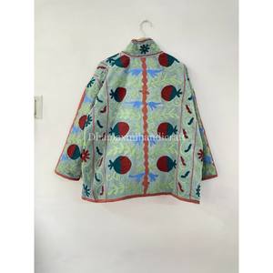 Veste brodée design floral unisexe velours tissu court fête porter veste manteau Boho Hippie Suzani manteau - Product Image 5