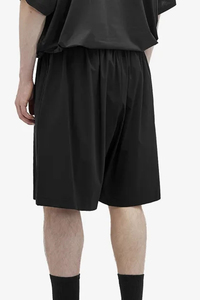 Pantalones cortos atléticos sólidos negros para hombre con cintura elástica, ligeros, transpirables, de secado rápido para deportes de gimnasio o trajes informales - Product Image 3
