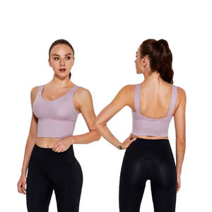 Ensemble de sport et yoga pour femme avec soutien-gorge athlétique côtelé à coussinets amovibles, antibactérien, maintien moyen, dos profond - Product Image 5