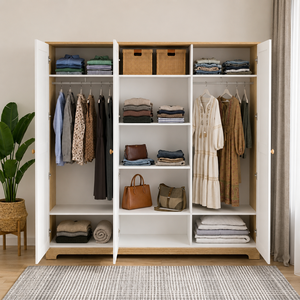 FURNIZONE Armoire de chambre moderne et contemporaine 12_0172 à 3 portes en bois massif, grande capacité, rangement pour salle de sport, couleur personnalisable, haute - Product Image 2