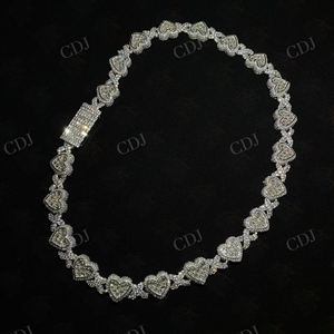 Corazón Infinito Cadenas Iced Out Baguette Cut Mix Corte redondo Moissanite Pasó el Probador en S925 Collar cubano de plata para hombres y mujeres - Product Image 1