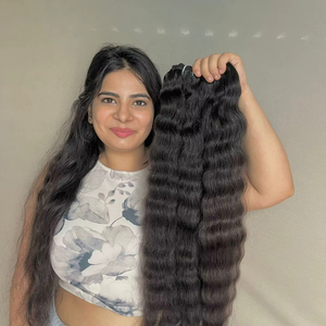 100% mechones de cabello tejido con cutícula virgen india, extensiones de cabello humano sin procesar crudo de templo ondulado de alta calidad - Product Image 1