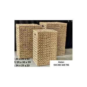 Elegante caja de cesta de almacenamiento de jacinto de agua tejida a mano de estilo Vintage, artesanía hecha a mano ecológica de Vietnam - Product Image 6