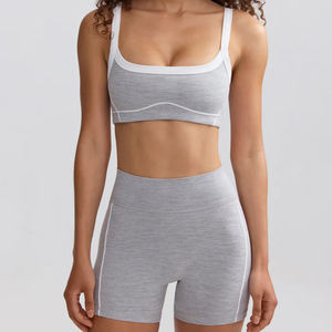 Nouvel Arrivage Ensemble de Yoga et d'Entraînement Sur Mesure Grande Taille pour Femme, Logo Avant, Style Unique, Coupe Confortable, Couleur Unie, 2 Pièces - Product Image 1