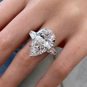 VS1 taille poire énorme Lab Grown Diamond bague de fiançailles 18K or massif romantique or Cocktail bague cadeau pour votre amoureux - Product Image 5