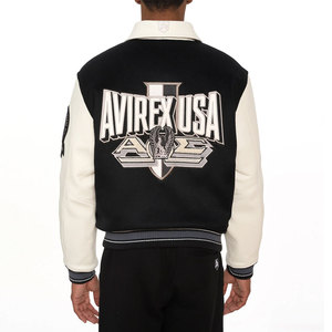 Chaqueta Bomber Varsity de Lana Personalizada para Hombre, Estilo Avirex, con Mangas de Cuero Genuino y Parche Bordado, MOQ Bajo - Product Image 4