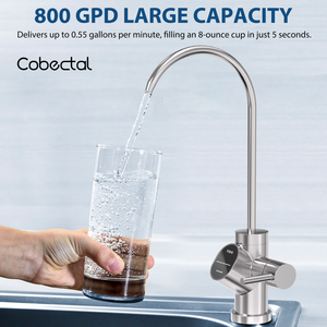 เครื่องกรองน้ำระบบ Reverse Osmosis Cobectal K8B 800 GPD อัตราส่วนน้ำบริสุทธิ์ต่อน้ำทิ้ง 3:1 พร้อมก๊อกน้ำอัจฉริยะ LED ไฟฟ้า วัสดุพลาสติก ติดตั้งใต้ซิงค์ - Product Image 6