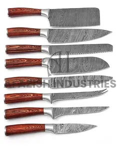 도매 사용자 정의 8 개 새로운 스타일 스테인레스 스틸 비 스틱 주방 칼 세트 couteaux de 요리 en bois