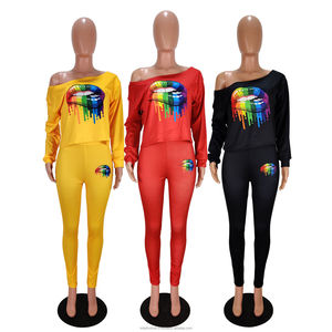 Conjunto Deportivo de 2 Piezas para Mujer, Sudadera con Pantalones Estampados, Ropa Deportiva Informal, Ropa Urbana al por Mayor, 100% Algodón, Secado Rápido - Product Image 2
