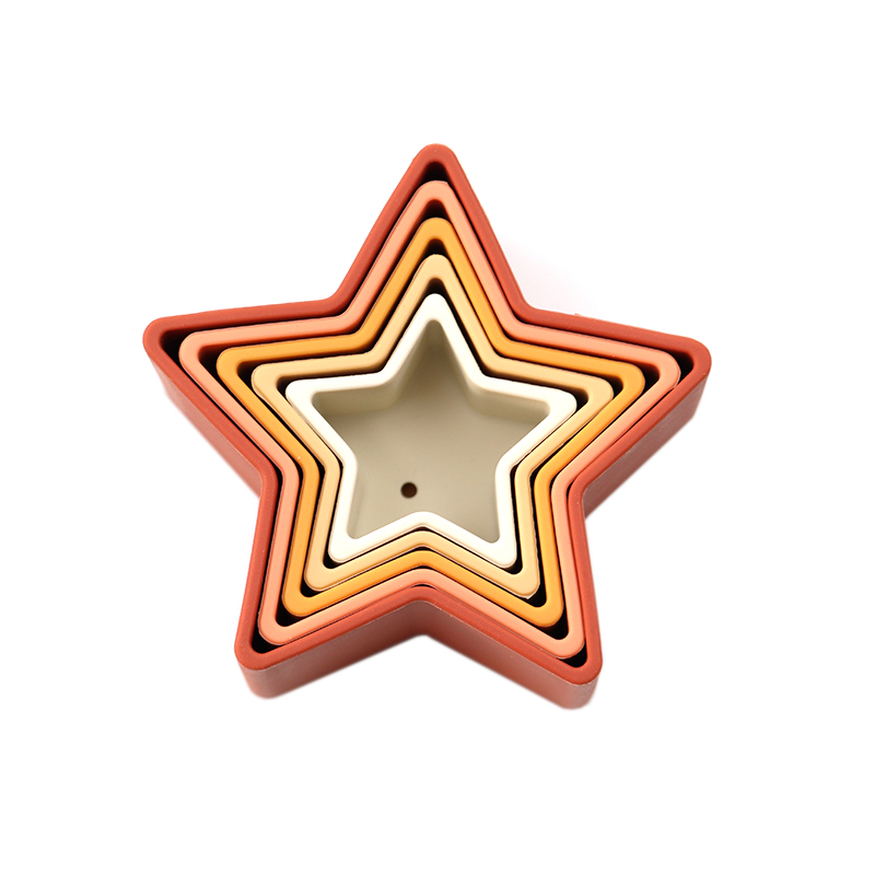 Детский мягкий силиконовый штабелер геометрической формы, игрушка-гнездо со звездами, силиконовые штабелируемые игрушки для детей, малышей