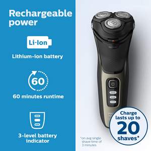 Rasoir électrique rechargeable USB, utilisation humide et sèche, avec tondeuse escamotable, étanche IPX7, rasoir rotatif sans fil pour le visage, tête de rasoir de rechange - Product Image 5