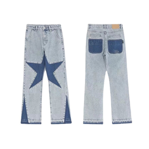 Offre Spéciale Hommes Stonewashed Coton Formelle Classique Coupe Droite Jeans High Street Style Solide Motif Patch Travail Conception En Gros - Product Image 3