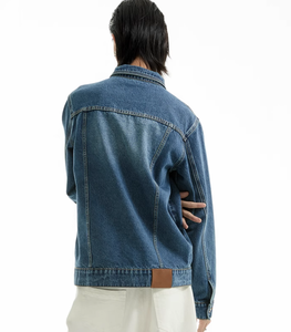 Ropa de Invierno para Hombre, Chaquetas Vaqueras, Abrigo Estilo Chaqueta Vaquera Personalizada para Hombre, Azul Vintage Deslavado, Estilo Holgado - Product Image 6